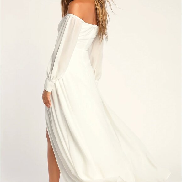 Lulus Feel The Romance White Off-the-shoulder Maxi Dress - Size M - Picture 3 of 3